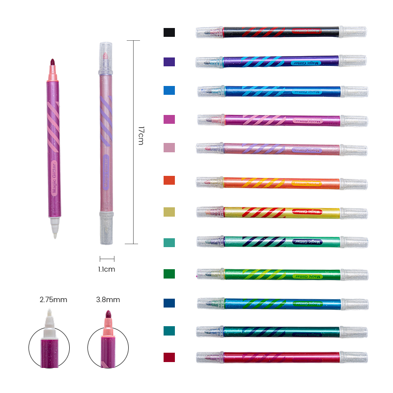 Bolígrafo de doble cara con flash de cabeza redonda que cambia de color