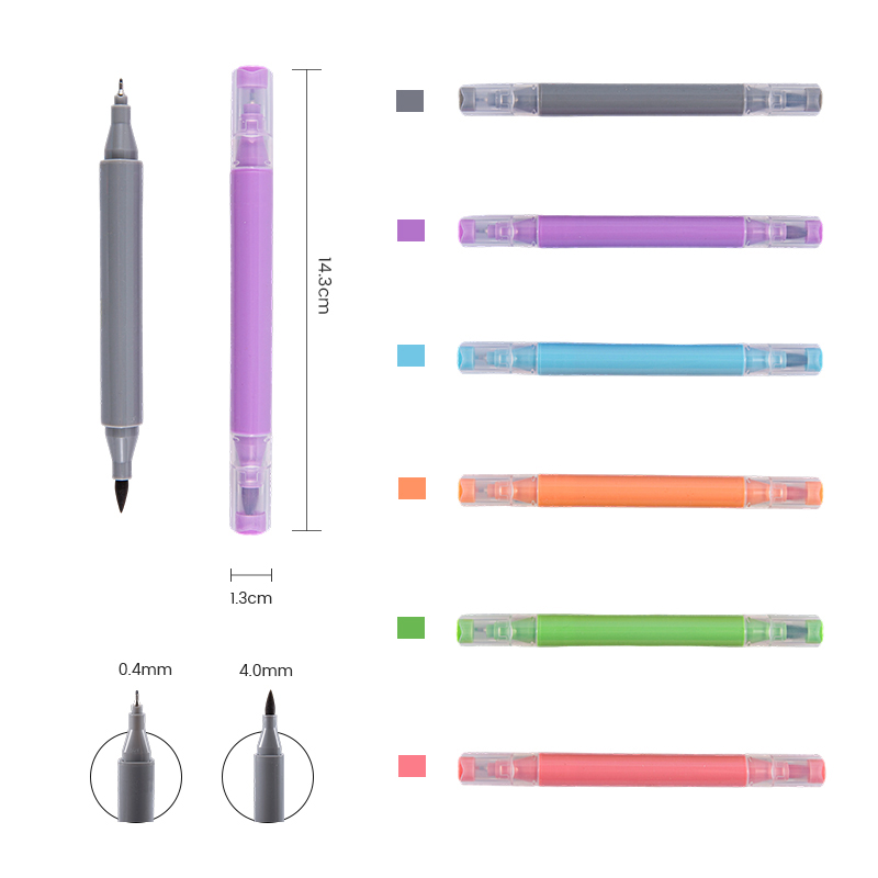 Bolígrafo de doble cara de tacto cómodo, suave y fino en tonos pastel