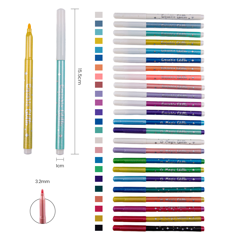 Marcador de color brillante borrable con cambio de color de doble cabezal