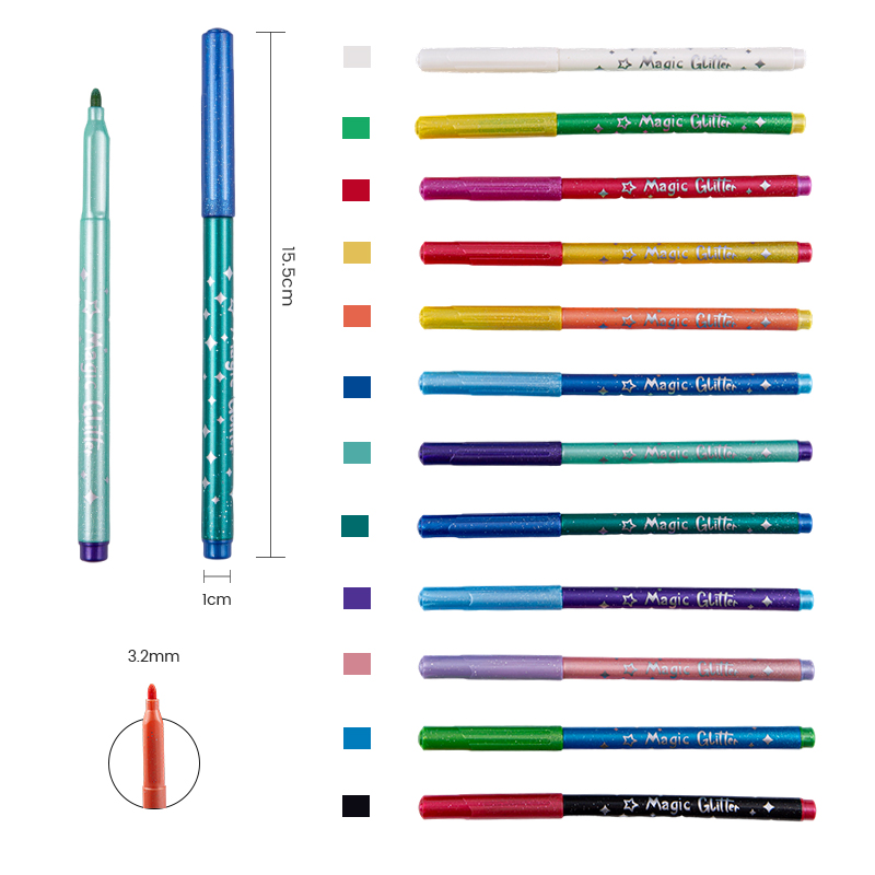 Marcador de color de purpurina con flash que cambia de color