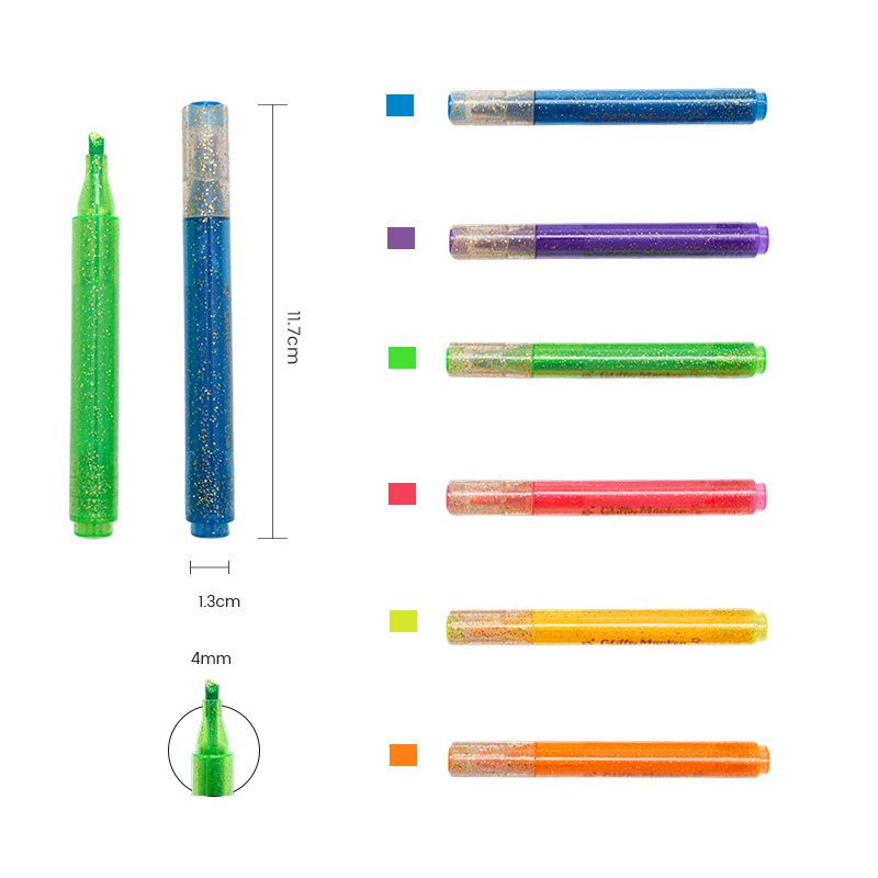 Colores brillantes Oro Glitterbody Marcador de color brillante