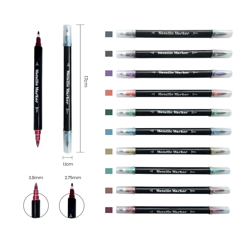 Marcador de bolígrafo con pincel metálico