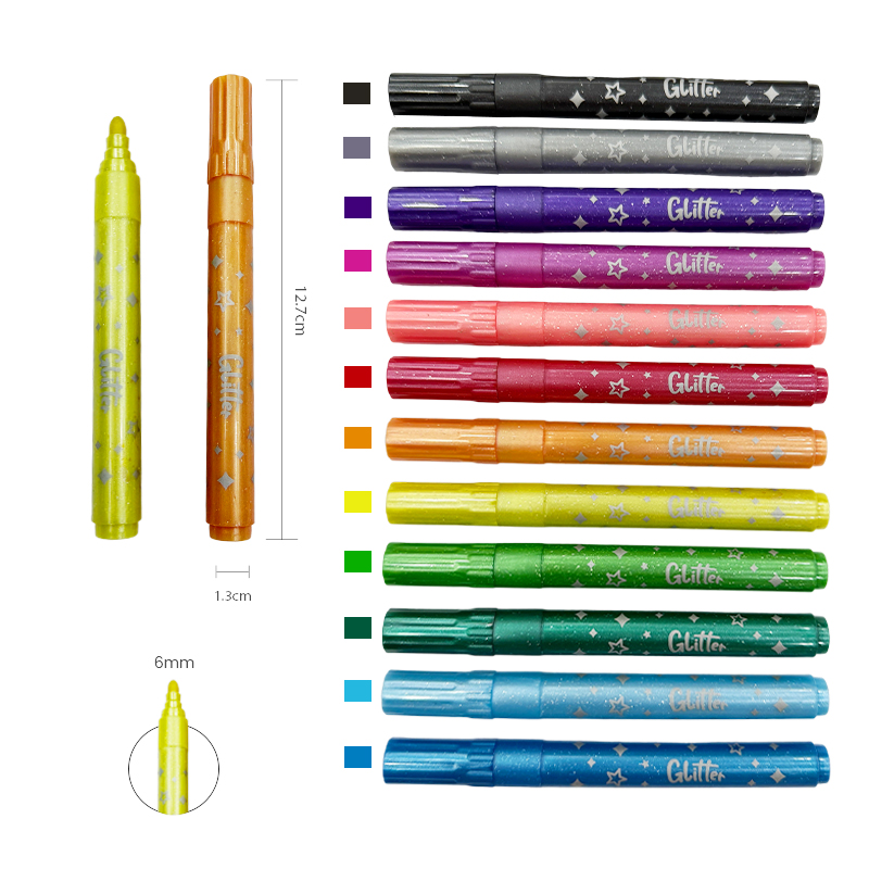 Rotulador resaltador de punta única vibrante de 12 colores